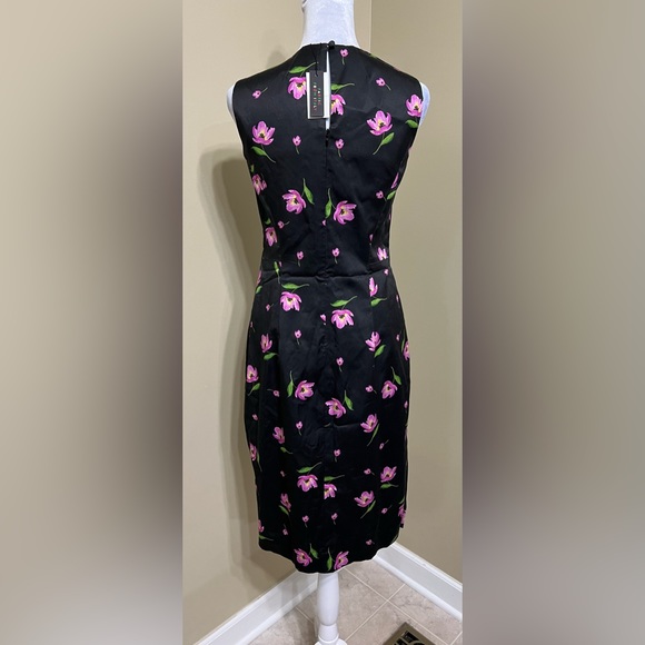 NWT MILLY Kendra Sheath Dress Floral Print $435 Size 6 Black and Pink - Picture 5 of 14
